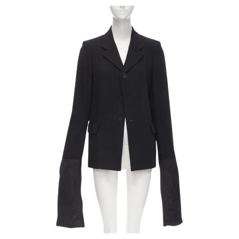 vintage Runway COMME DES GARCONS '92 black wool long wide sleeve blazer jacket M For Sale
