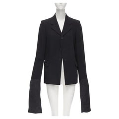 vintage Runway COMME DES GARCONS '92 lana negra chaqueta blazer manga ancha larga M