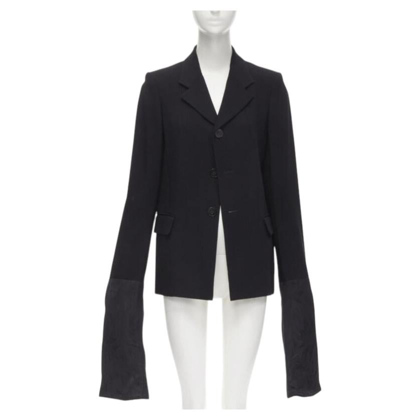 Vintage Laufsteg COMME DES GARCONS '92 Schwarzer langer Blazer mit weiten Ärmeln aus Wolle M im Angebot