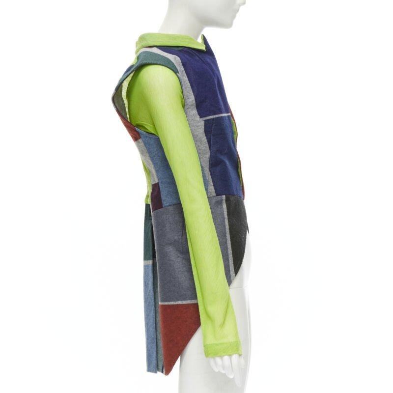 COMME DES GARCONS Défilé 95 Veste superposée à manches vertes à blocs de couleur, M Excellent état - En vente à Hong Kong, NT