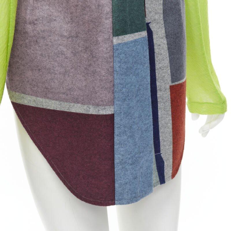 COMME DES GARCONS Défilé 95 Veste superposée à manches vertes à blocs de couleur, M en vente 4