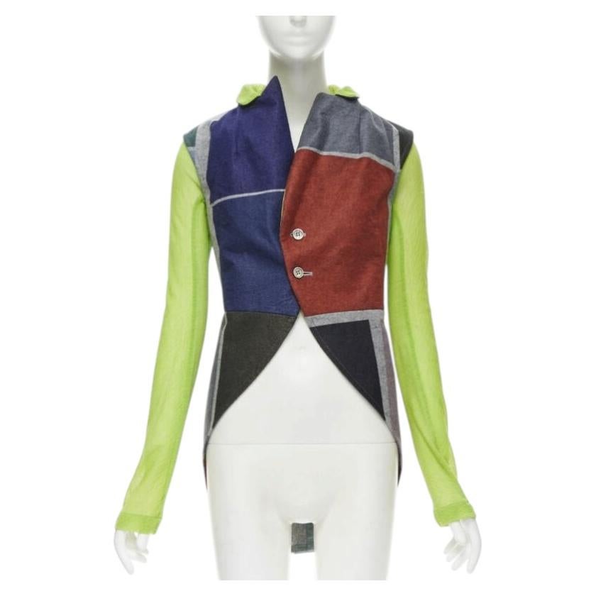 Pre-owned Comme Des Garçons Homme Deux Vintage Runway Comme Des Garcons '95 Colorblock Green Sleeves Layered Vest M