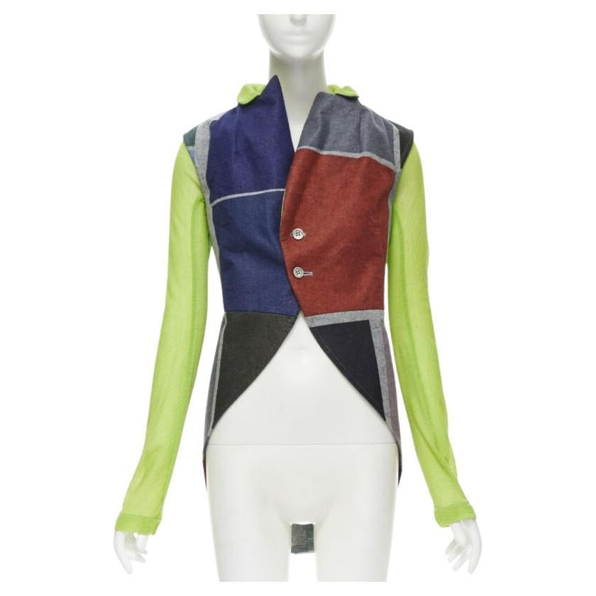vintage Runway COMME DES GARCONS 95 colorblock green sleeves layered vest M For Sale at 1stDibs