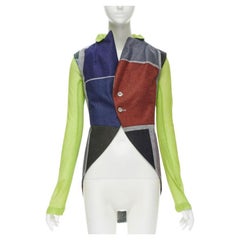vintage Runway COMME DES GARCONS '95 colorblock verde mangas chaleco en capas M