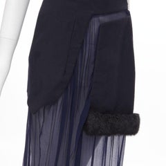 vintage Runway COMME DES GARCONS '97 black faux fur illusion panelled dress S