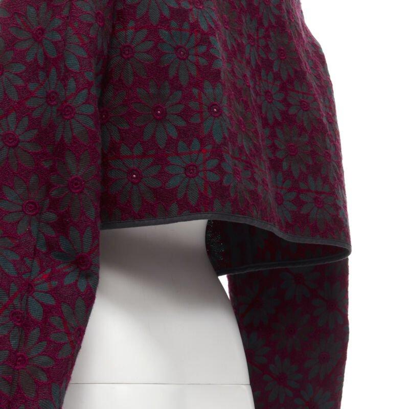 vintage Runway COMME DES GARCONS red green plaid floral embroidery wrap jacket S 6