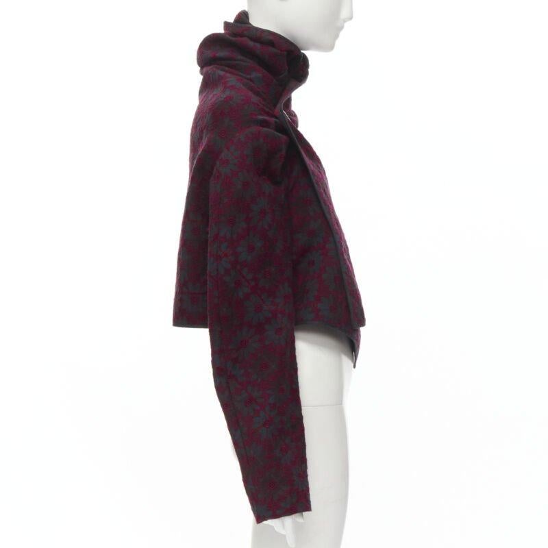 vintage Runway COMME DES GARCONS red green plaid floral embroidery wrap jacket S In Excellent Condition In Hong Kong, NT