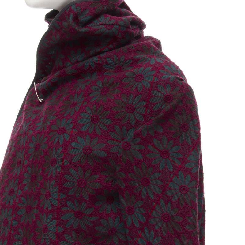 vintage Runway COMME DES GARCONS red green plaid floral embroidery wrap jacket S 3