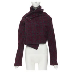 COMME DES GARCONS Veste de défilé vintage à carreaux rouges et verts brodés de fleurs S