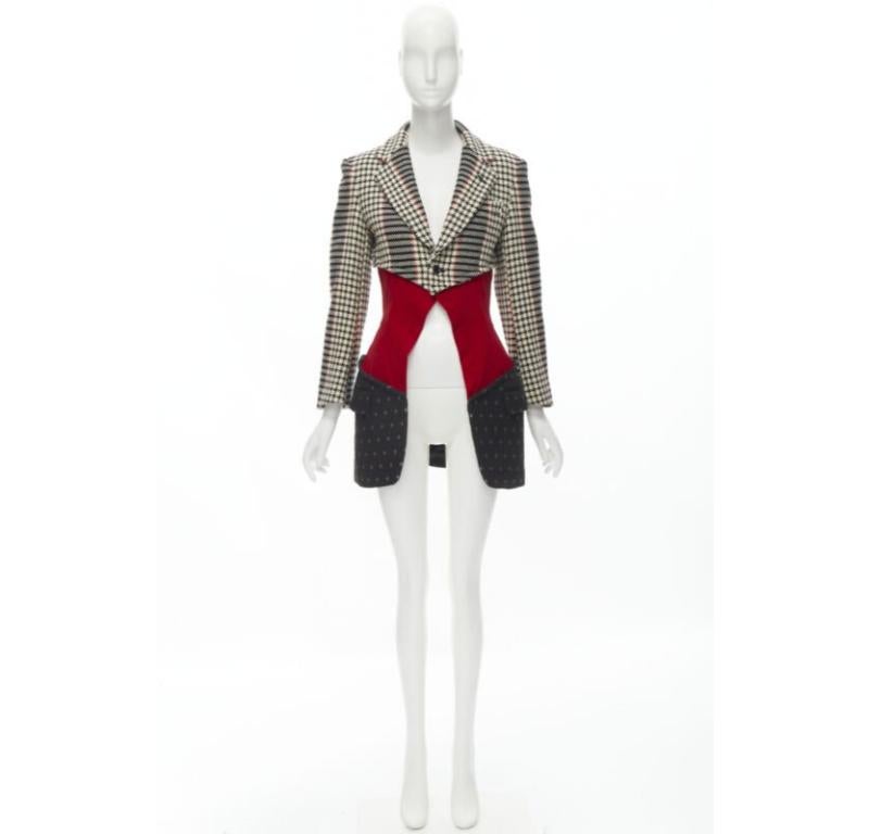 vintage Runway COMME DES GARCONS tweed velvet jacquard deconstructed blazer S For Sale 5