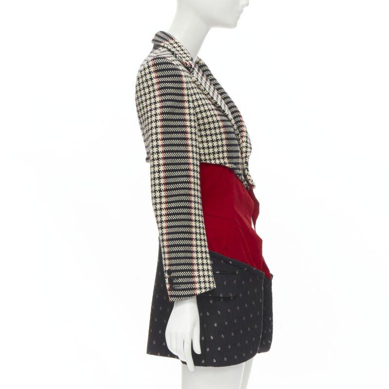 vintage Runway COMME DES GARCONS tweed velvet jacquard deconstructed blazer S In Excellent Condition For Sale In Hong Kong, NT
