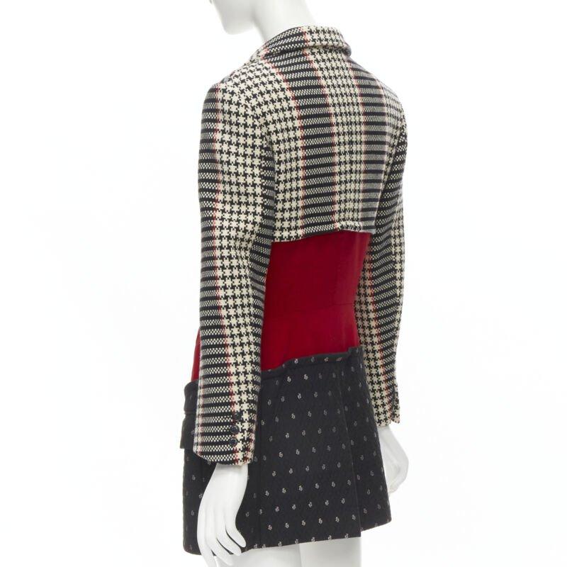 vintage Runway COMME DES GARCONS tweed velvet jacquard deconstructed blazer S For Sale 1