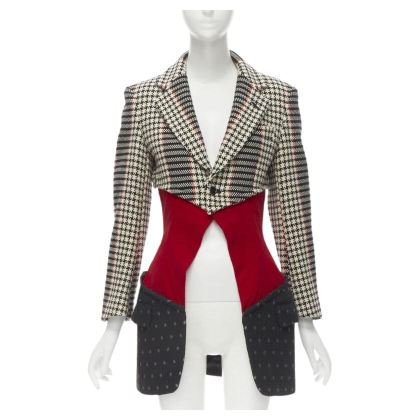 vintage Runway COMME DES GARCONS tweed velvet jacquard deconstructed blazer S For Sale