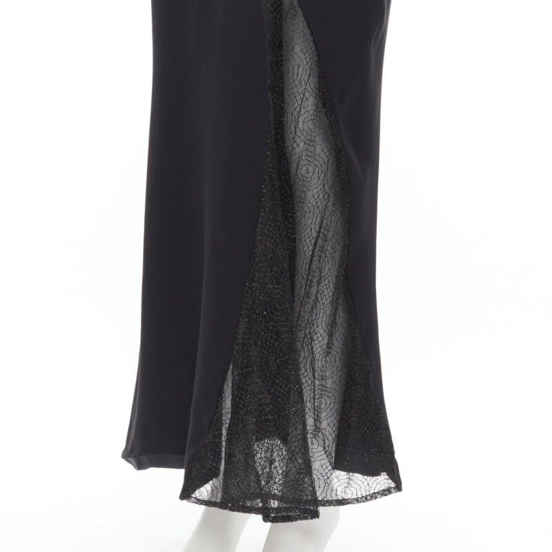 vintage Runway GIANNI VERSACE 1998 noir web sheer lace panel gown IT40 S en vente 5