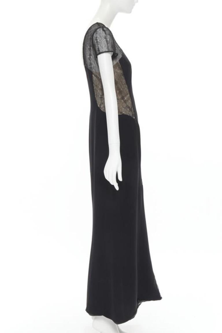 vintage Runway GIANNI VERSACE 1998 noir web sheer lace panel gown IT40 S Excellent état - En vente à Hong Kong, NT