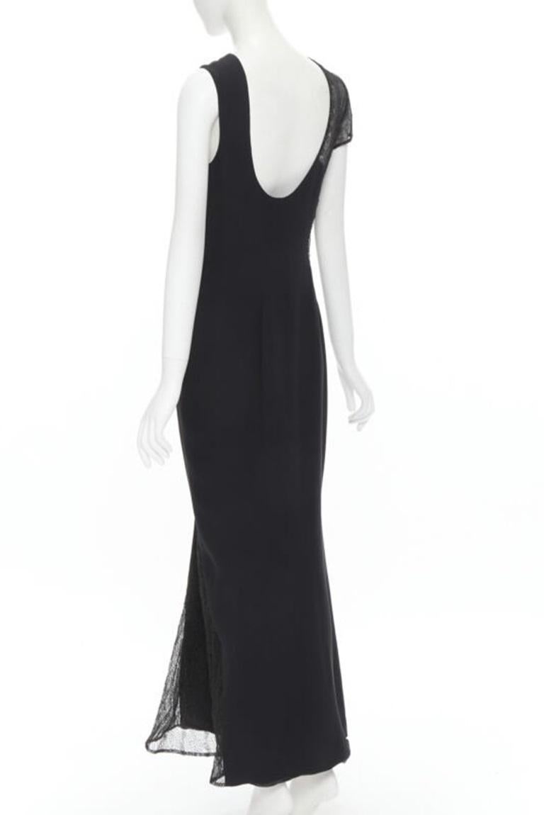 vintage Runway GIANNI VERSACE 1998 noir web sheer lace panel gown IT40 S en vente 1