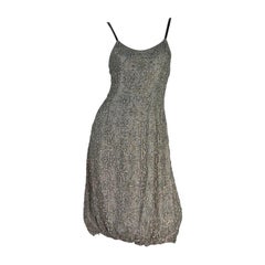 Vintage Laufsteg Giorgio Armani H/W 2007 Taubengraues kristallverziertes Vintage-Kleid It.42