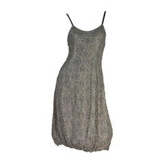 Vintage Runway Giorgio Armani A/I 2007 Abito grigio tortora impreziosito da cristalli It.42