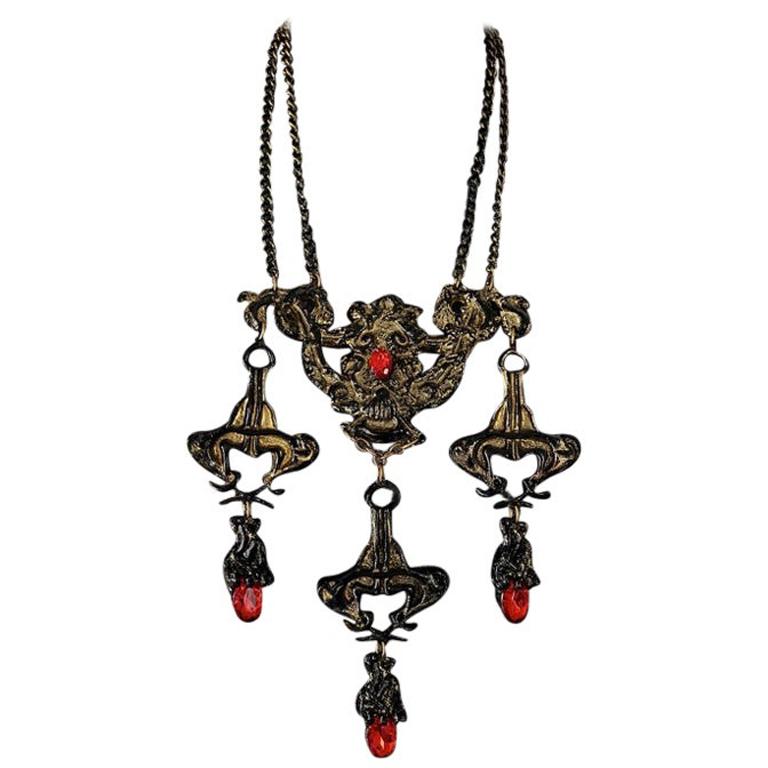 Vintage Runway Gothic Baroque Plastron Breastplate Necklace For Sale