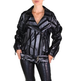 NWT Vintage Runway Gucci Black Leather Moto Jacket Italian 42 - US 6