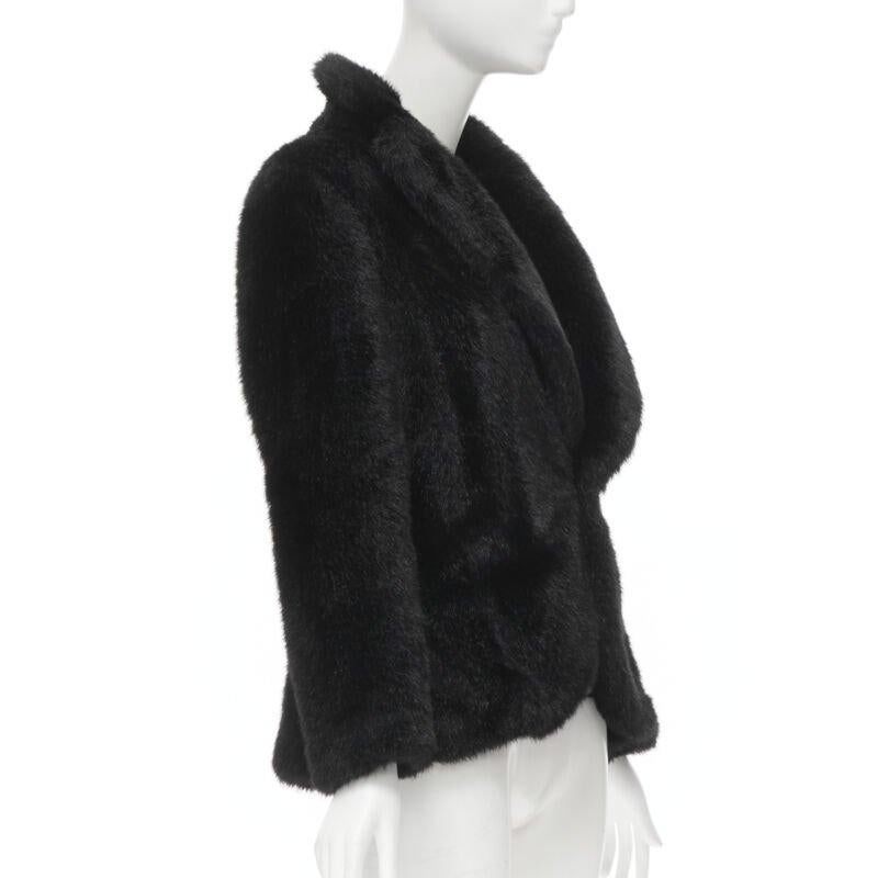 Black vintage Runway JUNYA WATANABE 2001 faux fur clear PVC insert blazer coat M For Sale