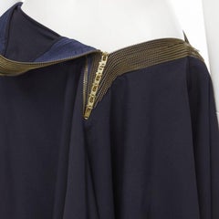 vintage Runway JUNYA WATANABE 2004 navy zipper trimmed raw handkerchief skirt S