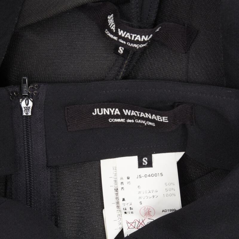vintage Runway JUNYA WATANABE '99 falda de sirena negra de escafandra origami de cuello cuadrado S en venta 6