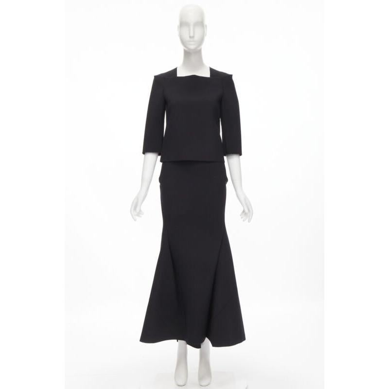 vintage Runway JUNYA WATANABE '99 falda de sirena negra de escafandra origami de cuello cuadrado S en venta 7