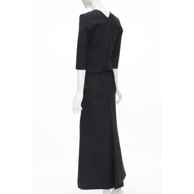 vintage Runway JUNYA WATANABE '99 falda de sirena negra de escafandra origami de cuello cuadrado S en venta 1