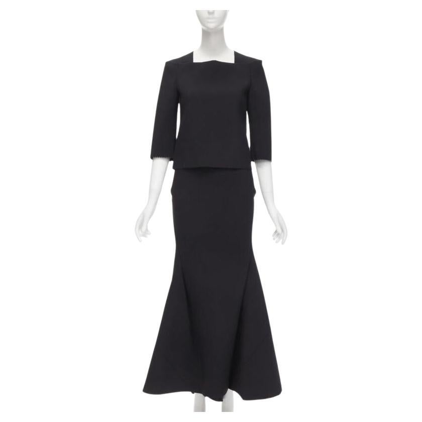 vintage Runway JUNYA WATANABE '99 gonna a sirena con scollo quadrato in scuba nero origami S