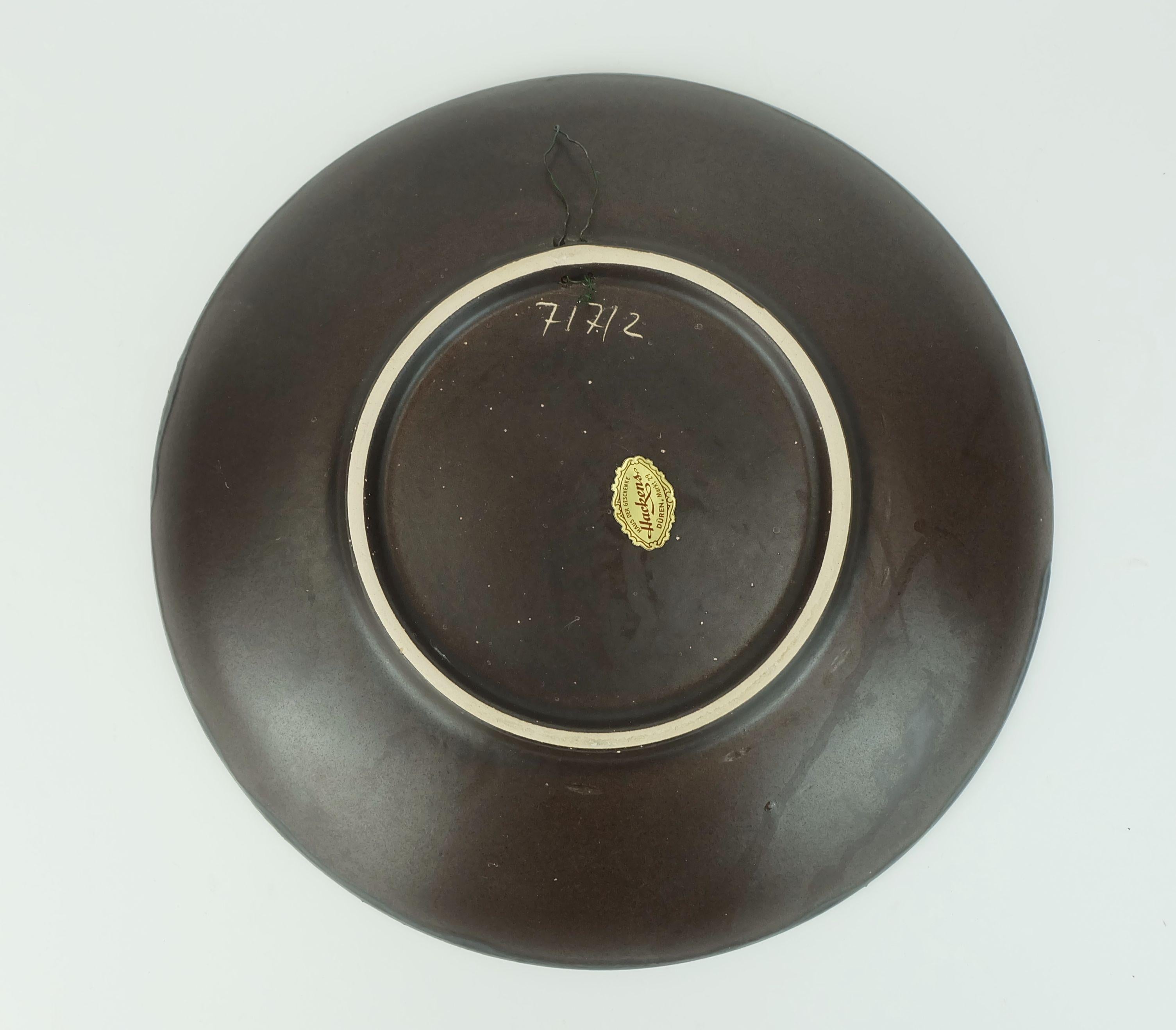 vintage ruscha 1960's 70's PLATO DE PARED cuenco de lava gordo flores naranja Cerámico en venta