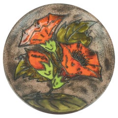 vintage ruscha 1960's 70's WALL PLATE fat lava bowl orange flowers