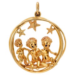 Vintage Ruser 14k yellow gold sapphire pendant