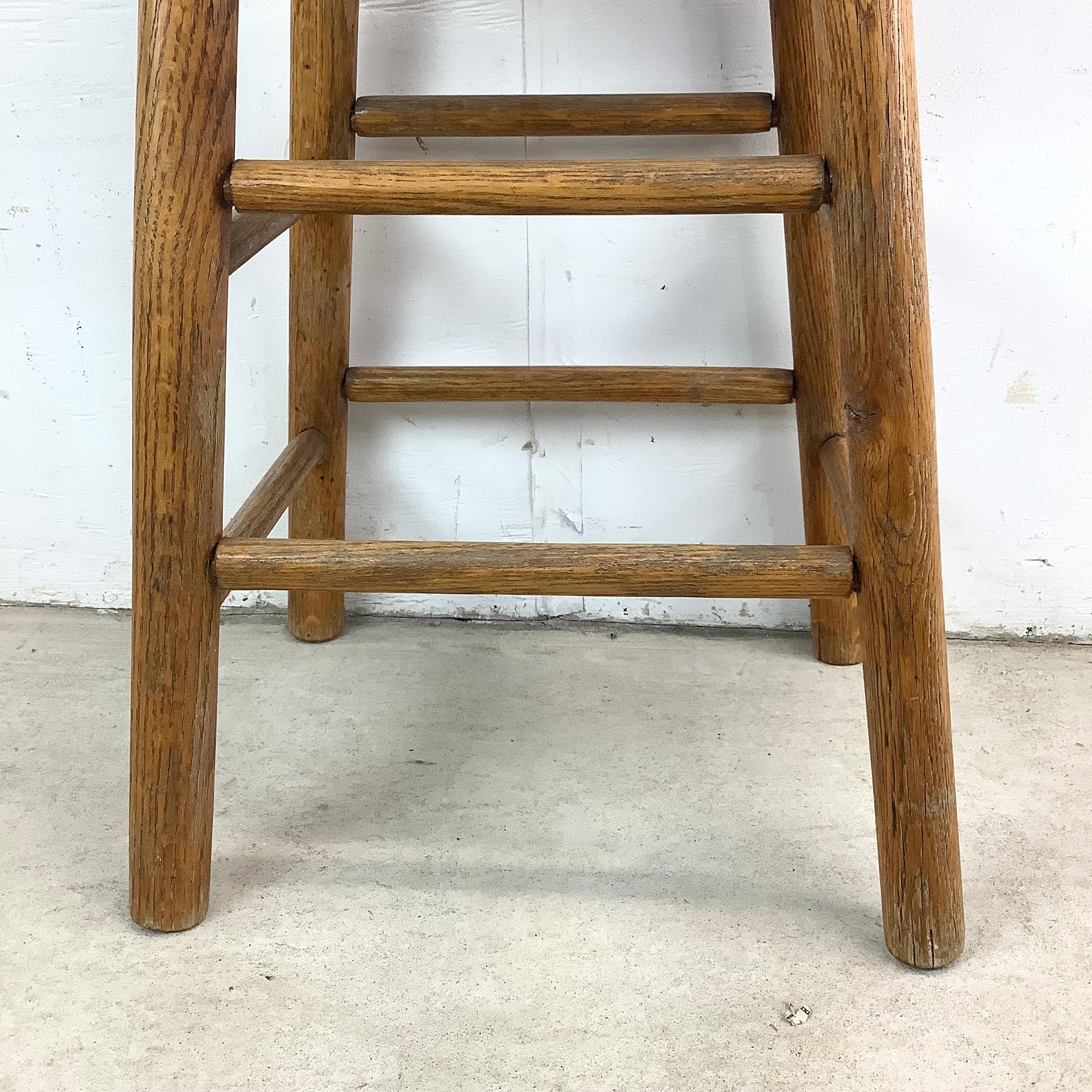Vintage Rush Seat Counter Stool For Sale 4