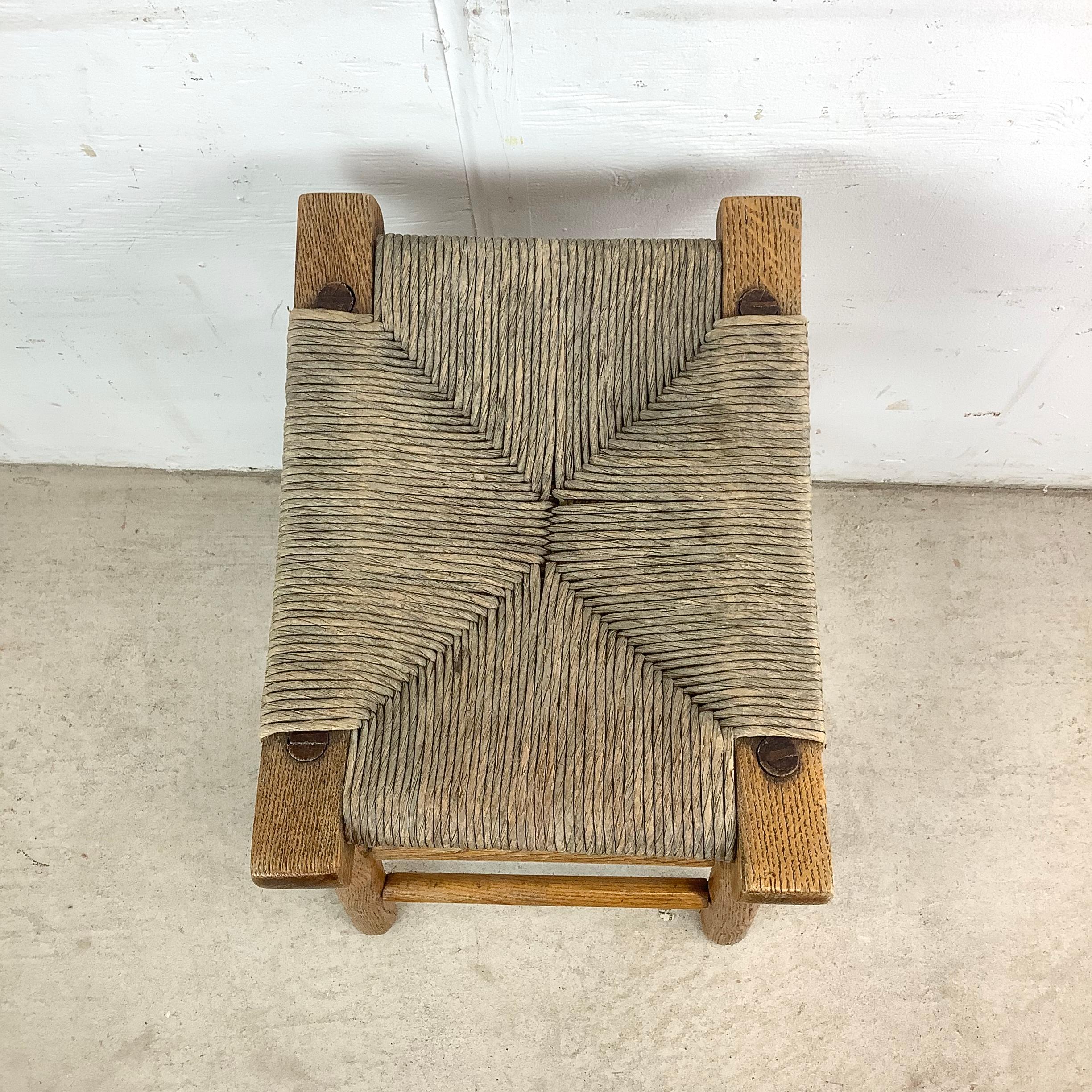 Vintage Rush Seat Counter Stool For Sale 6