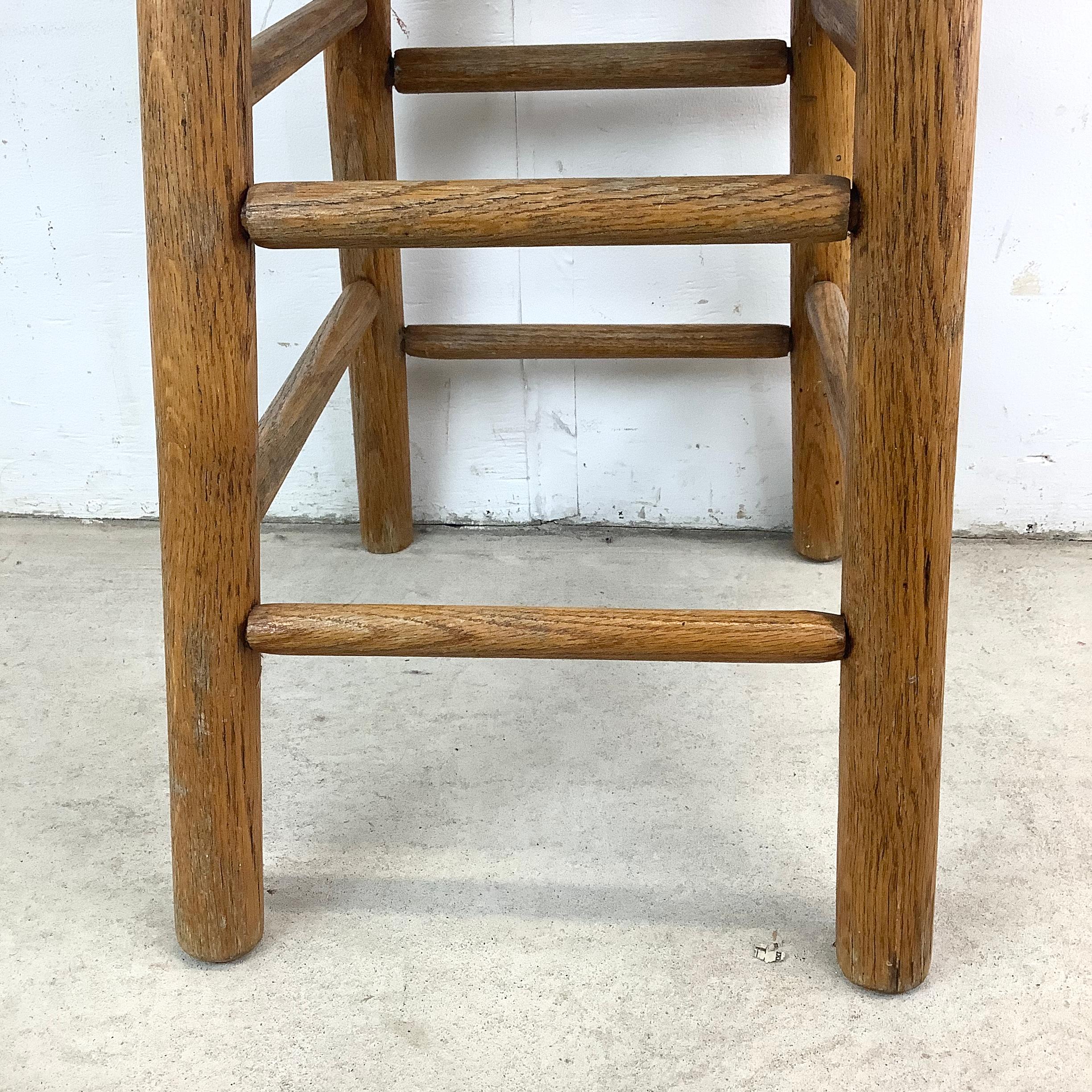 Vintage Rush Seat Counter Stool For Sale 8