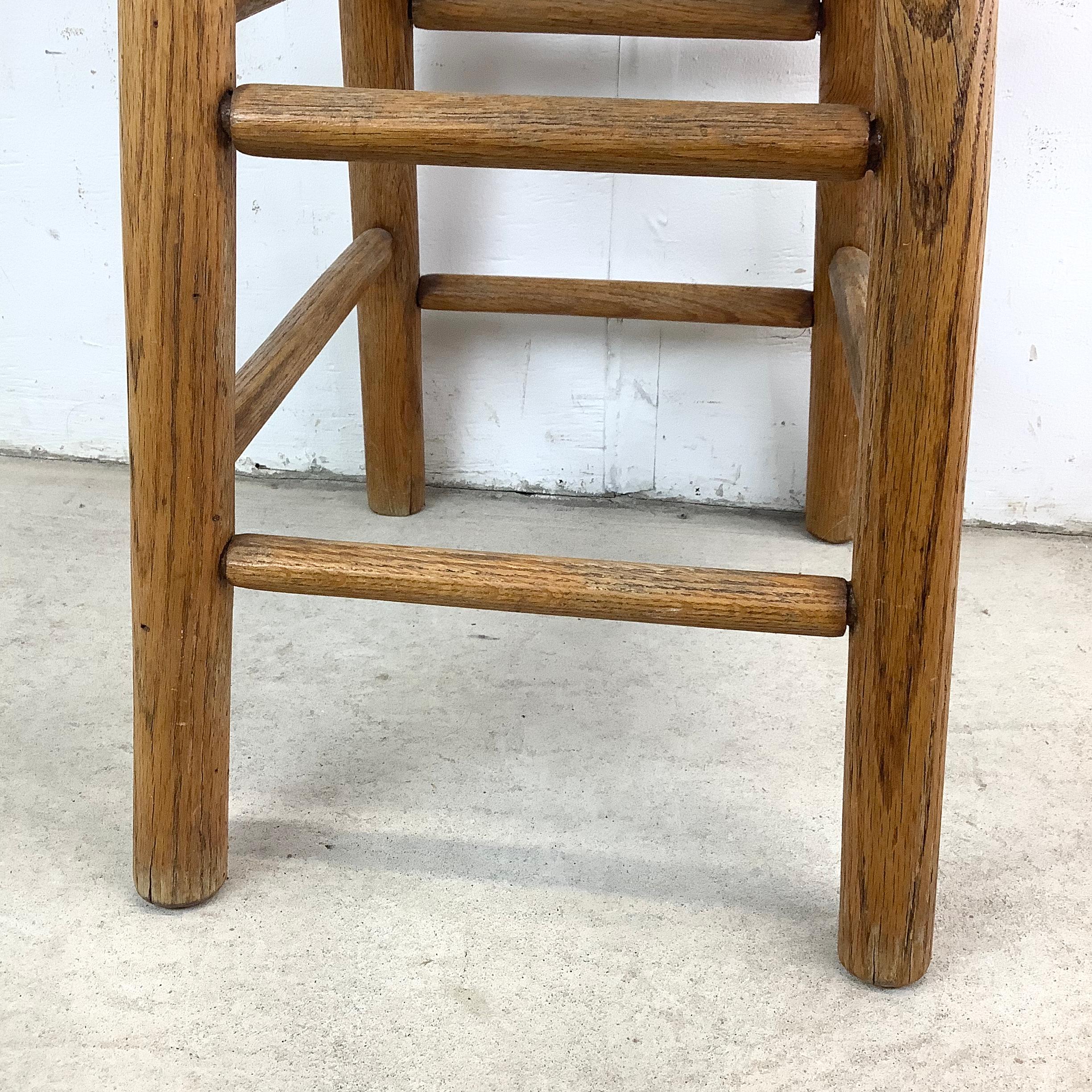 Vintage Rush Seat Counter Stool For Sale 2