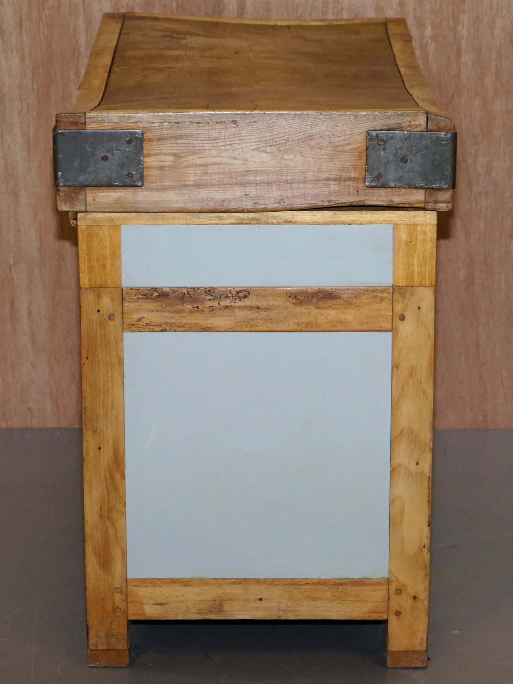 Vintage Rushbrooke's Albion Butchers Block Table Top on New Kitchen Cupboard 6