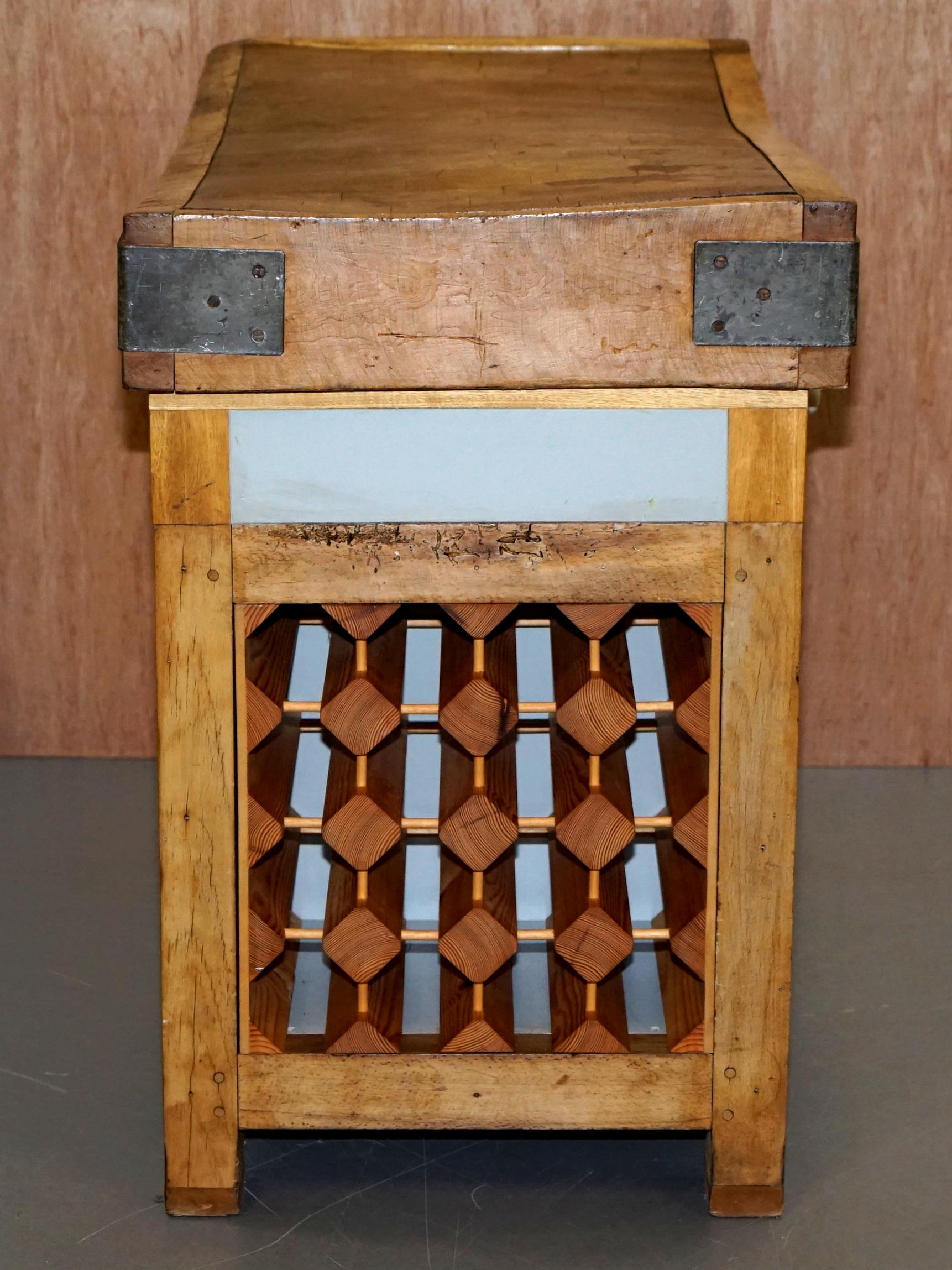 Oak Vintage Rushbrooke's Albion Butchers Block Table Top on New Kitchen Cupboard