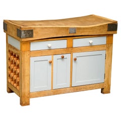 Vieux Rushbrooke's Albion Butchers Block Table Top on New Kitchen Cupboard
