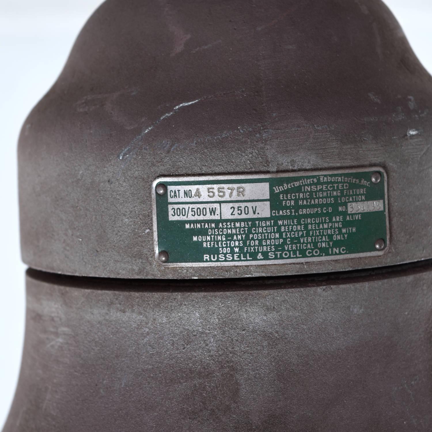 American Vintage Russell & Stoll Cast Aluminum Industrial Warehouse Loft Factory Lights For Sale