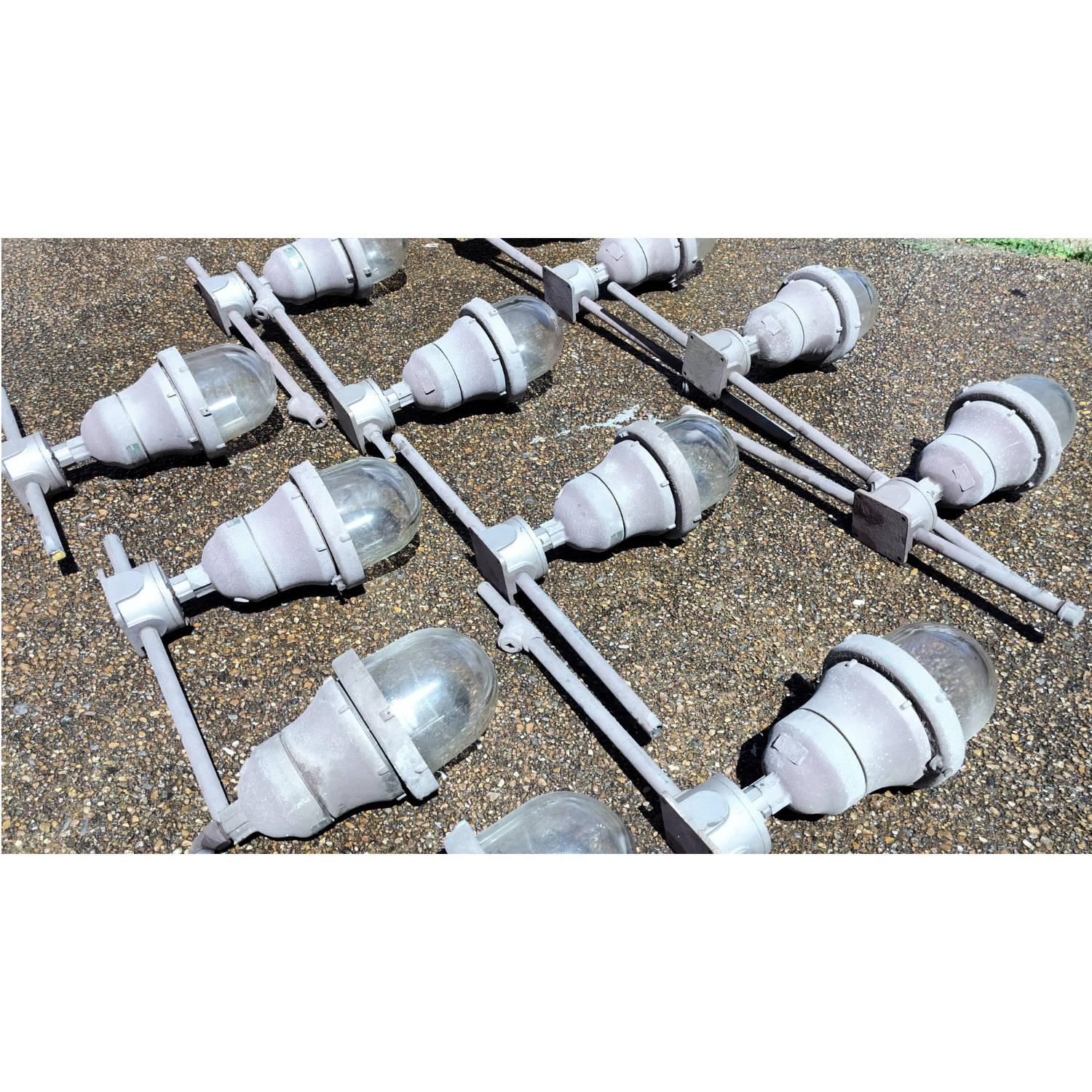 Vintage Russell & Stoll Cast Aluminum Industrial Warehouse Loft Factory Lights For Sale 1