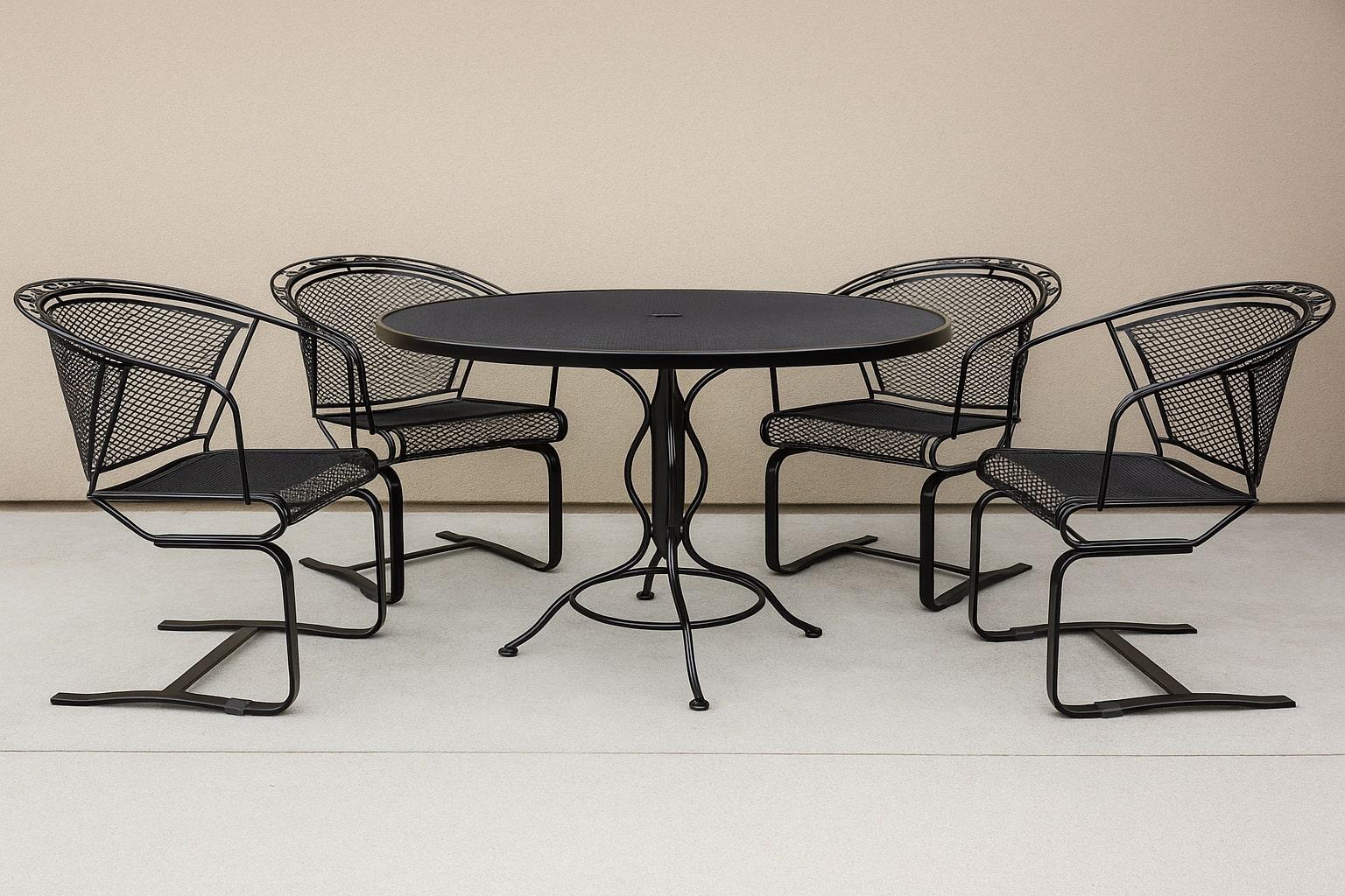 ¡Relájate en un estilo atemporal con las mecedoras de hierro forjado con hojas de roble y bellotas vintage! 

Eleva tu oasis exterior con estas impresionantes mecedoras vintage, con intrincados diseños de bellotas y hojas de roble.

Fabricadas con