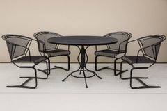 Vintage Russell Woodard Acorn and Oak Leaf Wrought Iron Rockers With Table