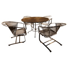 Set da giardino in ferro battuto con foglie d'edera Russell Woodard, vintage.