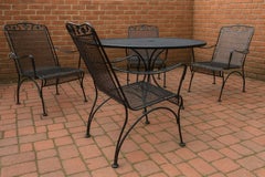 Vintage Russell Woodard Flower and Leaf Wrought Iron Dining Set