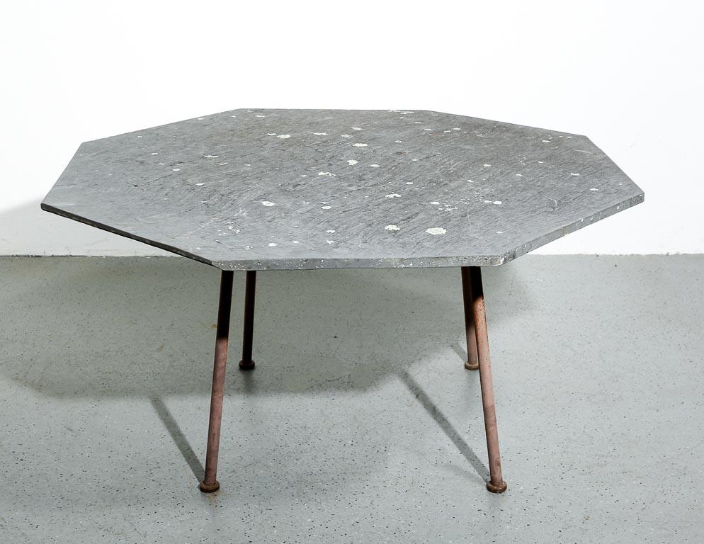 Vintage Russell Woodard Low Dining Table with Slate Top In Good Condition For Sale In Brooklyn, NY
