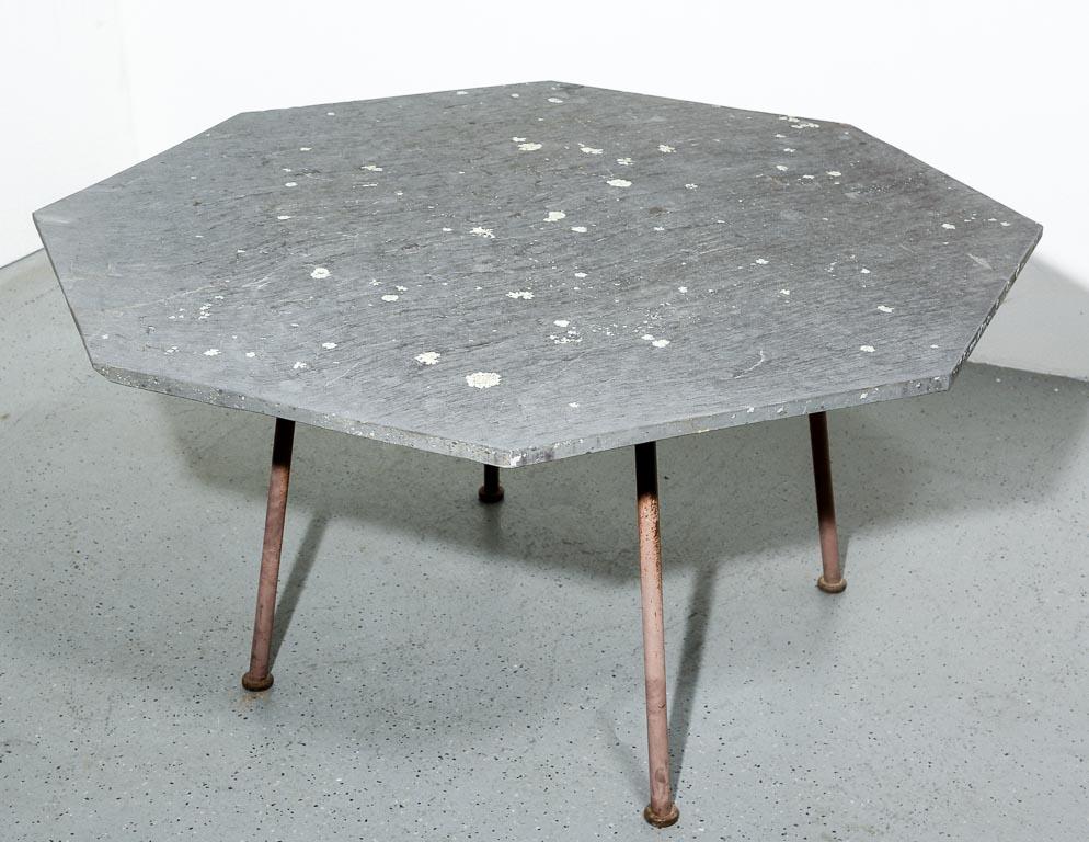 Mid-20th Century Vintage Russell Woodard Low Dining Table with Slate Top For Sale