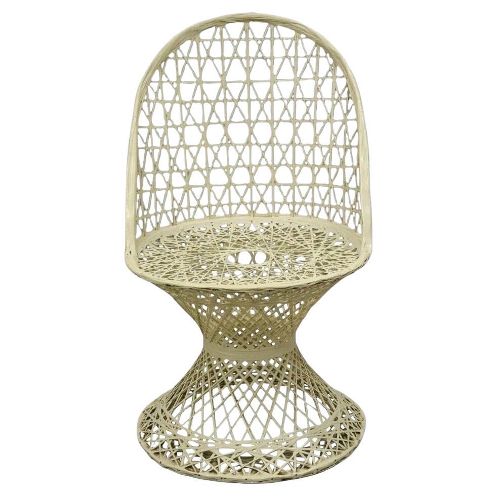 Vintage Russell Woodard Mid Century Modern Woven Spun Fiberglass Side Chair en venta