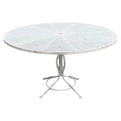 Vintage Russell Woodard Sculptura 53" Round Wrought Iron Patio Dining Table